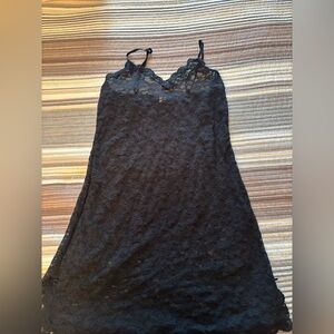 Victoria's Secret Black Lace Chemise with Scalloped V-Neck